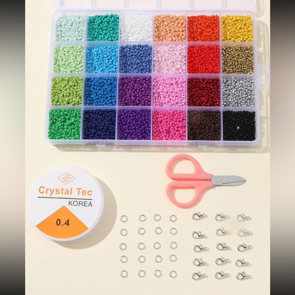 Jewelry - Rainbow Friendship Bracelet Starter Kit - Beads, String, Clasps, and Scissors